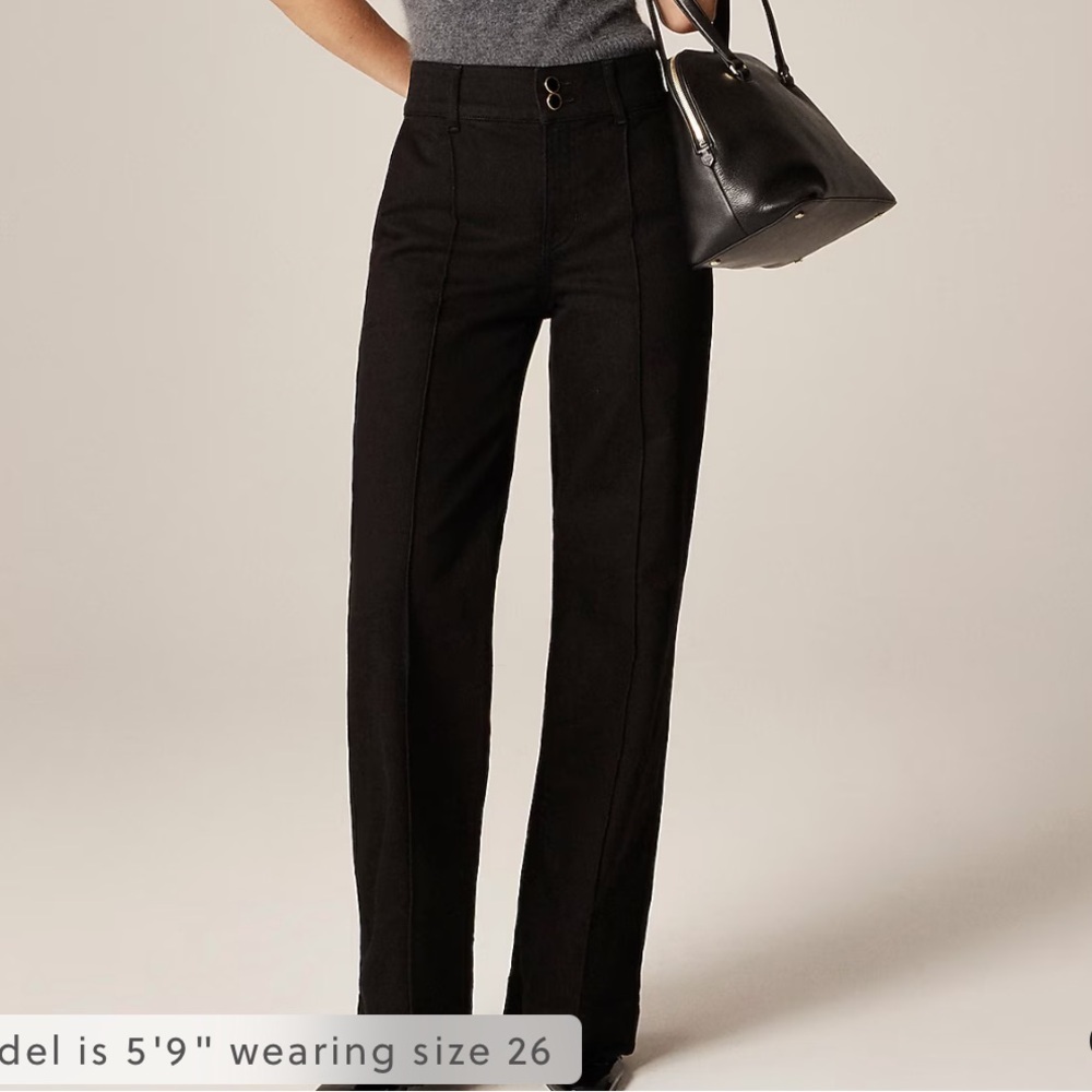 j crew black rinse Denim trouser jean with stacked buttons